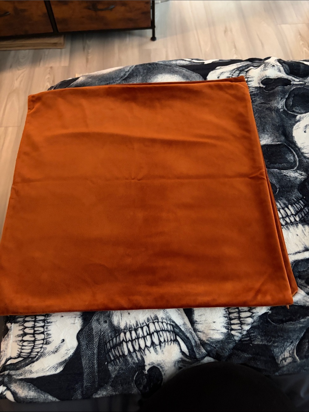 18x18 Rust Orange Velvet Finish PILLOW COVER SET OF 2 - Picture 3 of 3